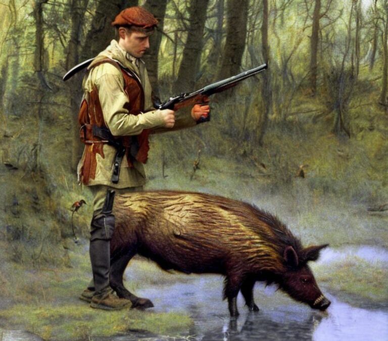 the-hunter-shoots-the-wild-boar